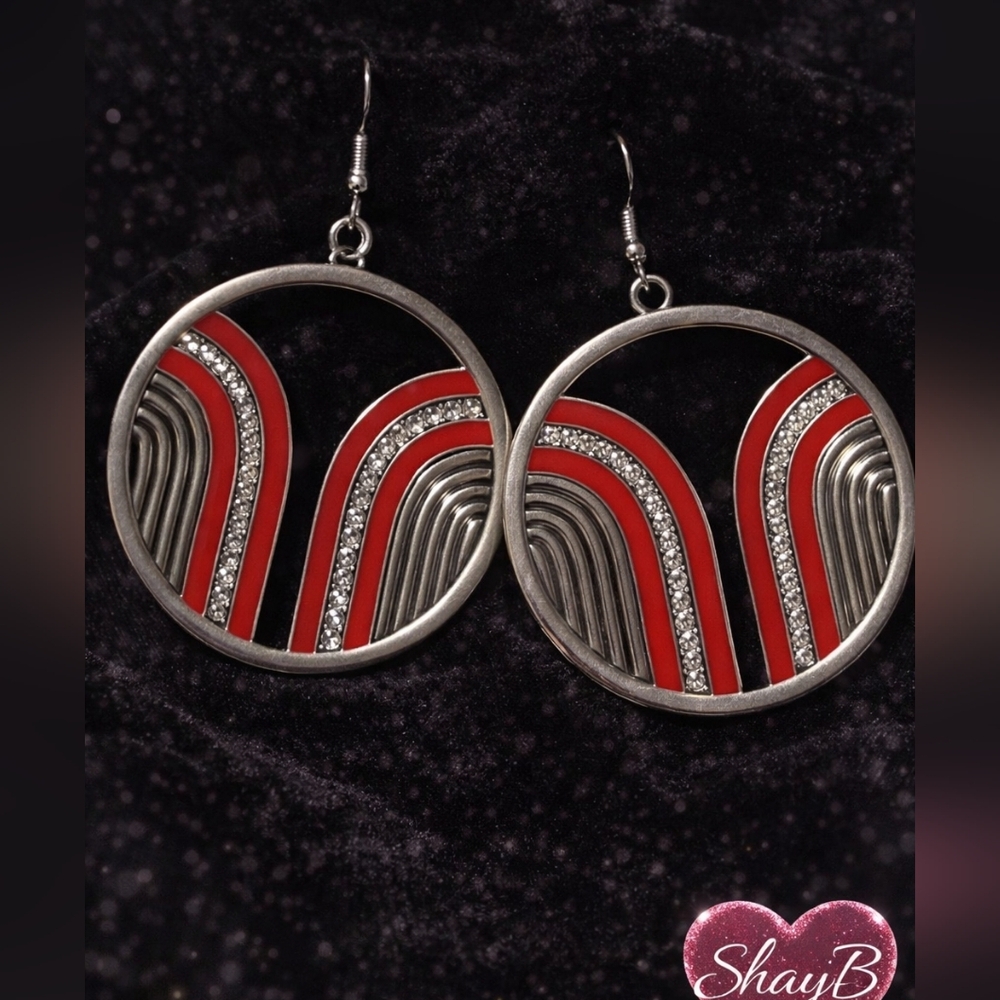 Paparazzi Red and Silver Statement Earrings